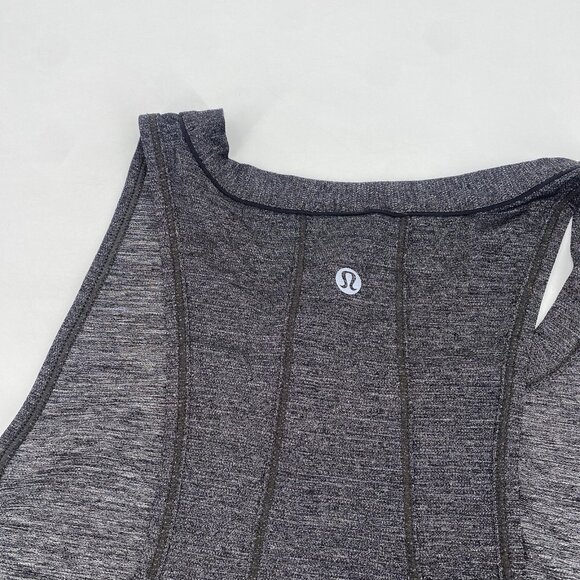 Lululemon Size 8 Pace Perfect Tank Heathered Gray Black Oversized - Picture 7 of 8